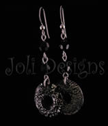 Antiquity Silver Foil Black Lampwork with Crystals Earrings