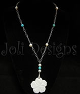 Luxe Flowerchelles with pearls and turquoise necklace