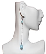 Signature Baroque Tether Earrings in Aqua Blue Crystal