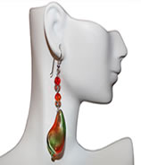 Antiquity Orange and Green Leaf Motif Earrings